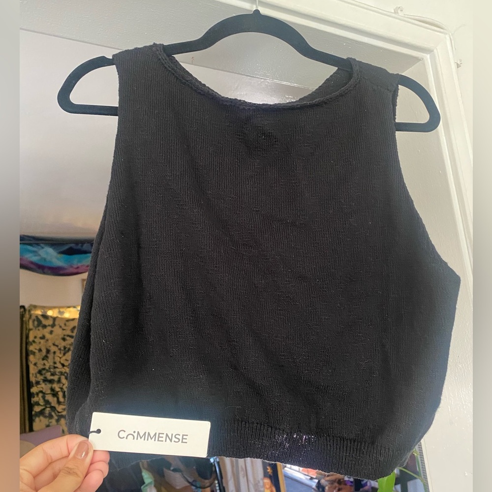 Commense Black Knit Crop Top